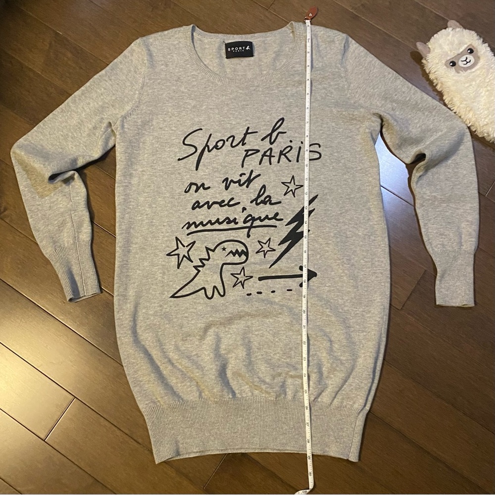 AGNES B Sport Dino Tunic Sweater Dress Paris Streetwear Parisian Chic M